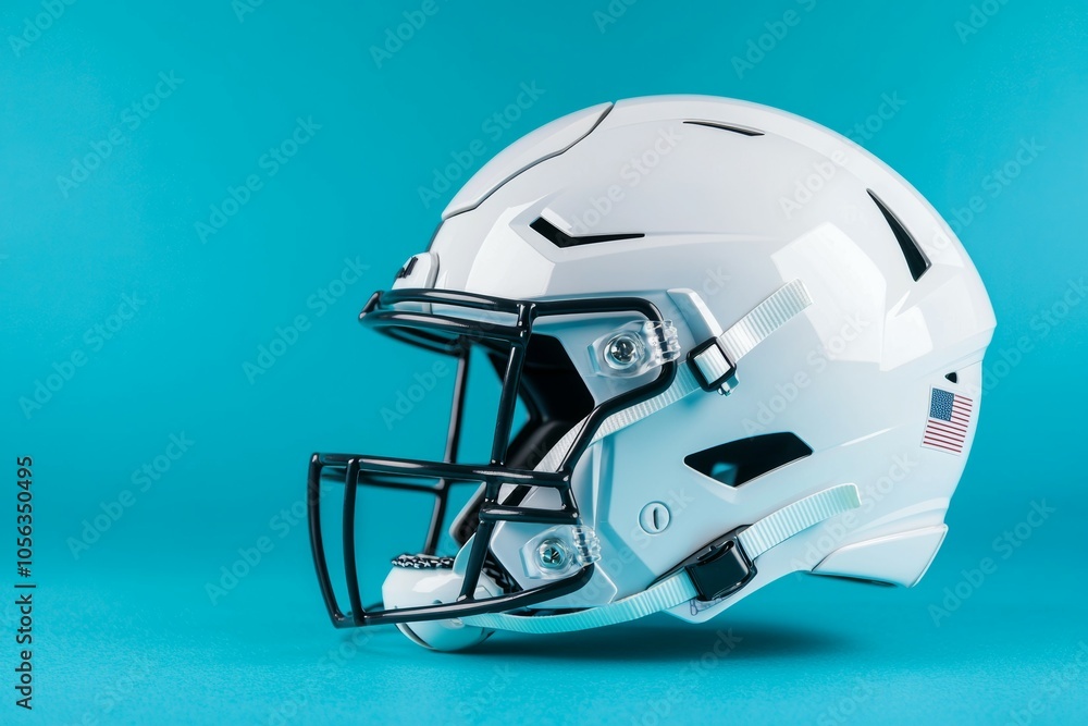 Fototapeta premium American football helmet. Backdrop with selective focus and copy space for text