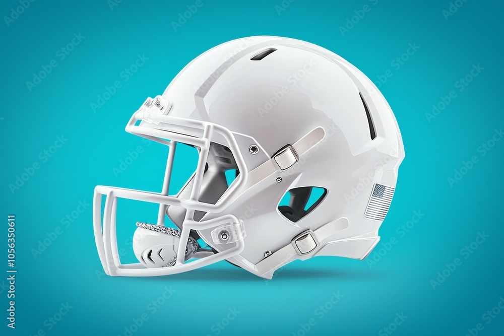 Fototapeta premium American football helmet. Backdrop with selective focus and copy space for text