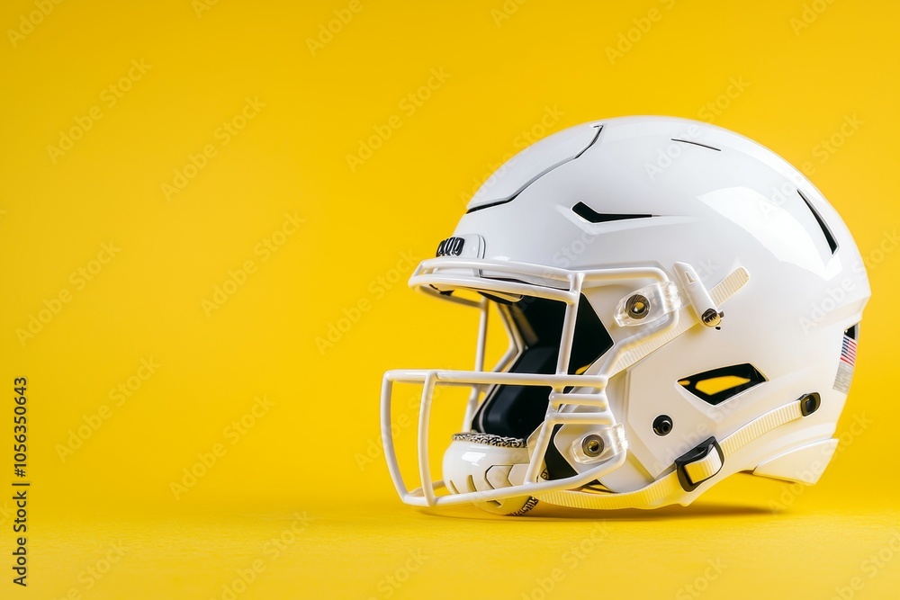 Fototapeta premium American football helmet. Backdrop with selective focus and copy space for text