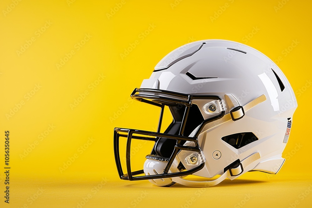 Fototapeta premium American football helmet. Backdrop with selective focus and copy space for text