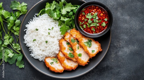 Thai Style Fried Pork with Rice and Sauce