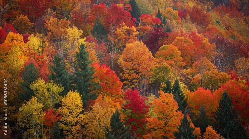 A vibrant tapestry of fall colors paints the forest, showcasing the beauty of nature's seasonal transformation. A vibrant tapestry of fall colors paints the forest, showcasing the beauty of nature's seasonal transformation.