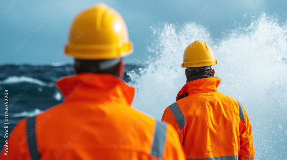 Engineers Conducting Safety Inspection at Sea Engineers Conducting Safety Inspection at Sea