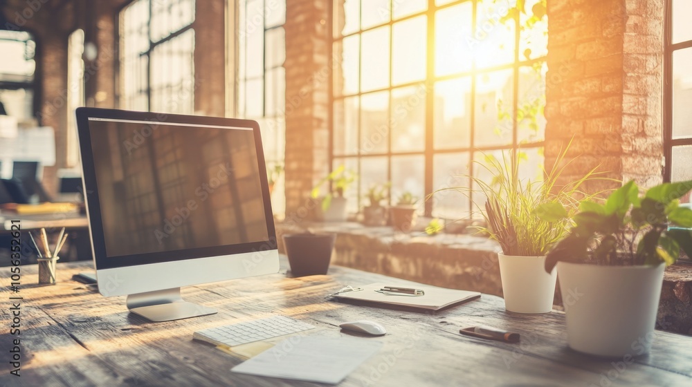 Fototapeta premium Bright and Modern Workspace with Natural Lighting