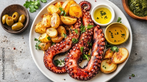 Grilled Octopus with Smoky Char and Roasted Potatoes