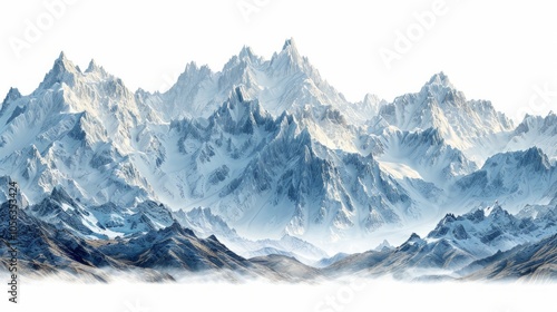 Wallpaper Mural Snowy mountain range with mist at the bottom. AI generative. . Torontodigital.ca