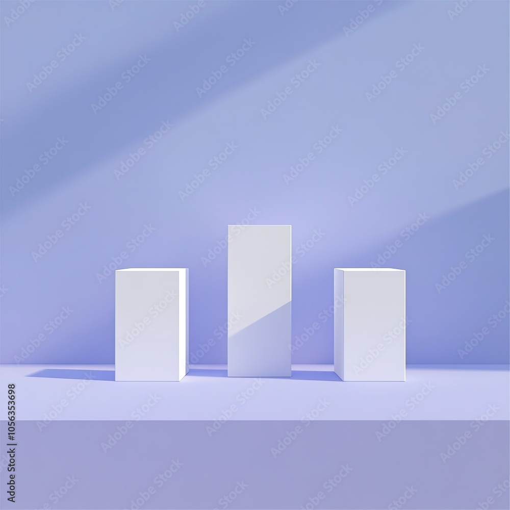 four white podiums stand side by side on the ground ::2 , Light sense, reflection, The background is purple gradient, ultra detailed, ,generative ai four white podiums stand side by side on the ground ::2 , Light sense, reflection, The background is purple gradient, ultra detailed, ,generative ai