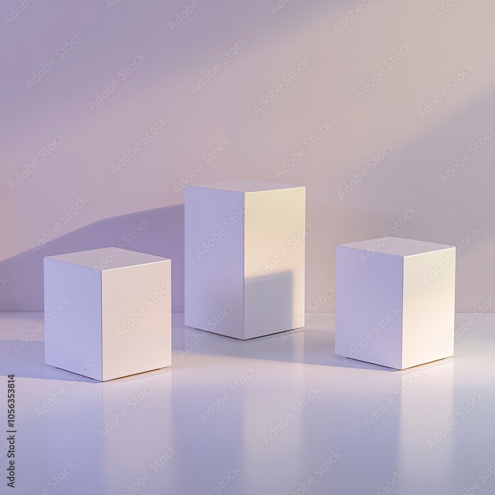 four white podiums stand side by side on the ground ::2 , Light sense, reflection, The background is purple gradient, ultra detailed, ,generative ai four white podiums stand side by side on the ground ::2 , Light sense, reflection, The background is purple gradient, ultra detailed, ,generative ai