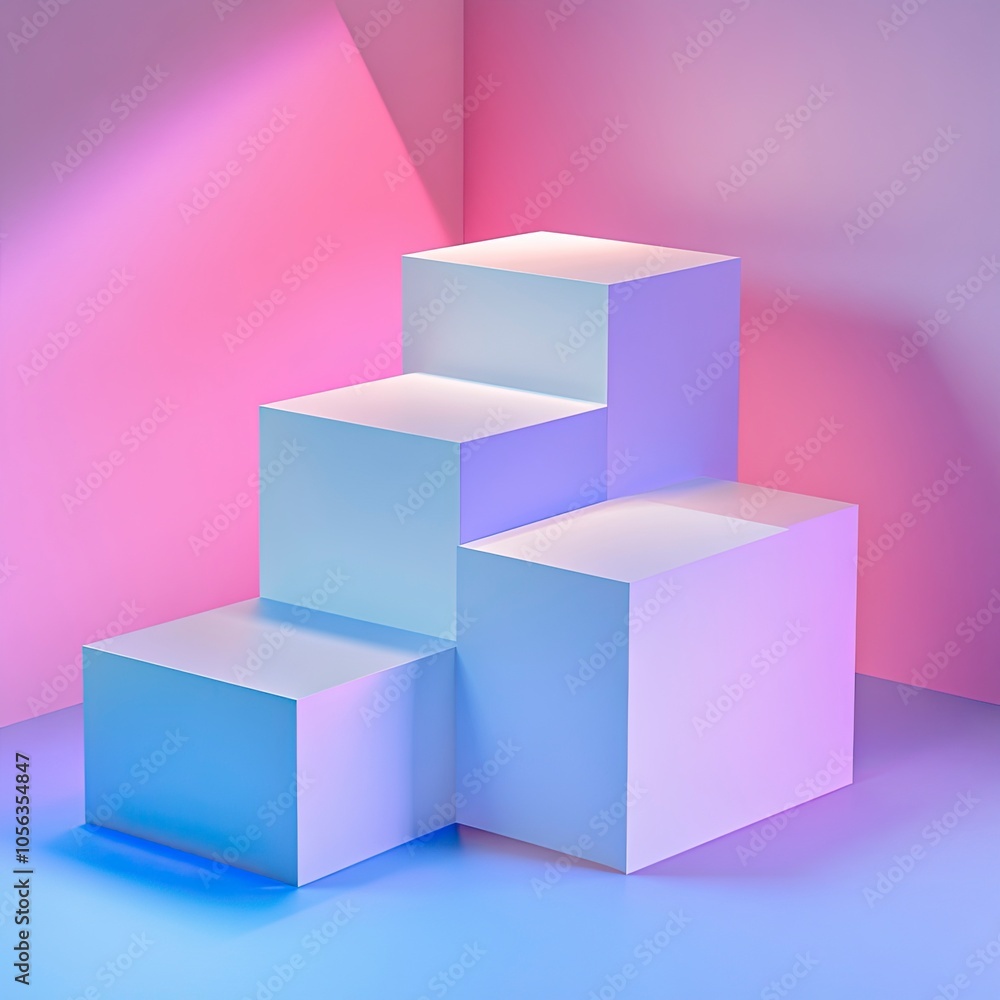 four white podiums stand side by side on the ground ::2 , Light sense, reflection, The background is purple gradient, ultra detailed, ,generative ai four white podiums stand side by side on the ground ::2 , Light sense, reflection, The background is purple gradient, ultra detailed, ,generative ai