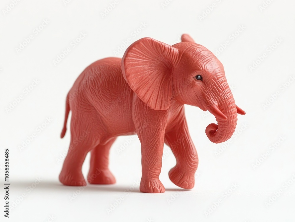 Fototapeta premium Realistic Textured Red Toy Elephant on Clean White Background Realistic Textured Red Toy Elephant on Clean White Background Realistic Textured Red Toy Elephant on Clean White Background 