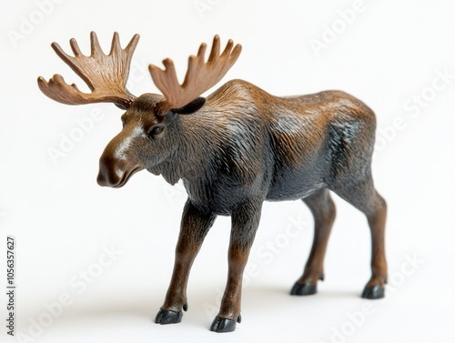 Detailed Moose Model with Natural Texture and Rocky Stand, Perfect for Wildlife Collectors and Nature Decor
 photo