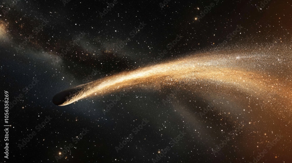comet's bright tail shines against the dark expanse of the universe, with swirling galaxies and stardust generative ai comet's bright tail shines against the dark expanse of the universe, with swirling galaxies and stardust generative ai