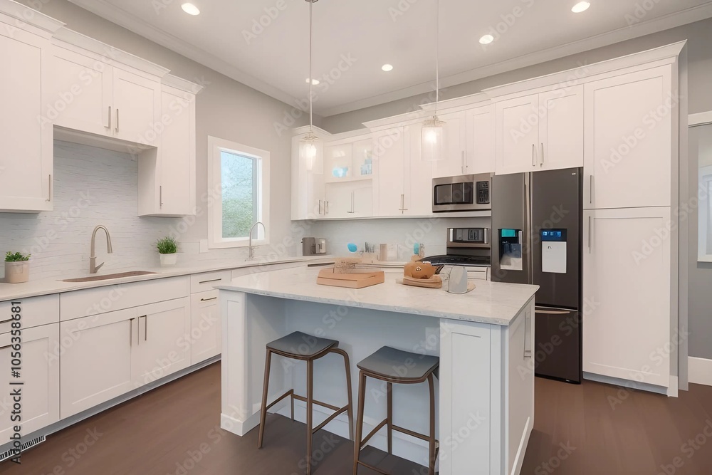 High-tech smart home with interconnected devices, showcasing IoT and AI-driven convenience High-tech smart home with interconnected devices, showcasing IoT and AI-driven convenience