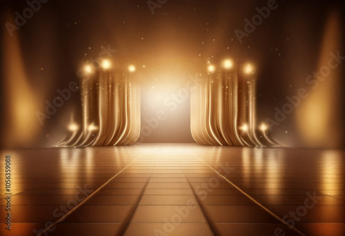Wallpaper Mural A golden stage with spotlights and a glowing archway. Torontodigital.ca