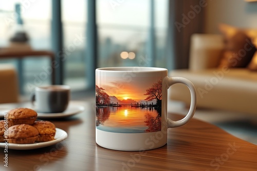 Sunset Lake Landscape Mug Design