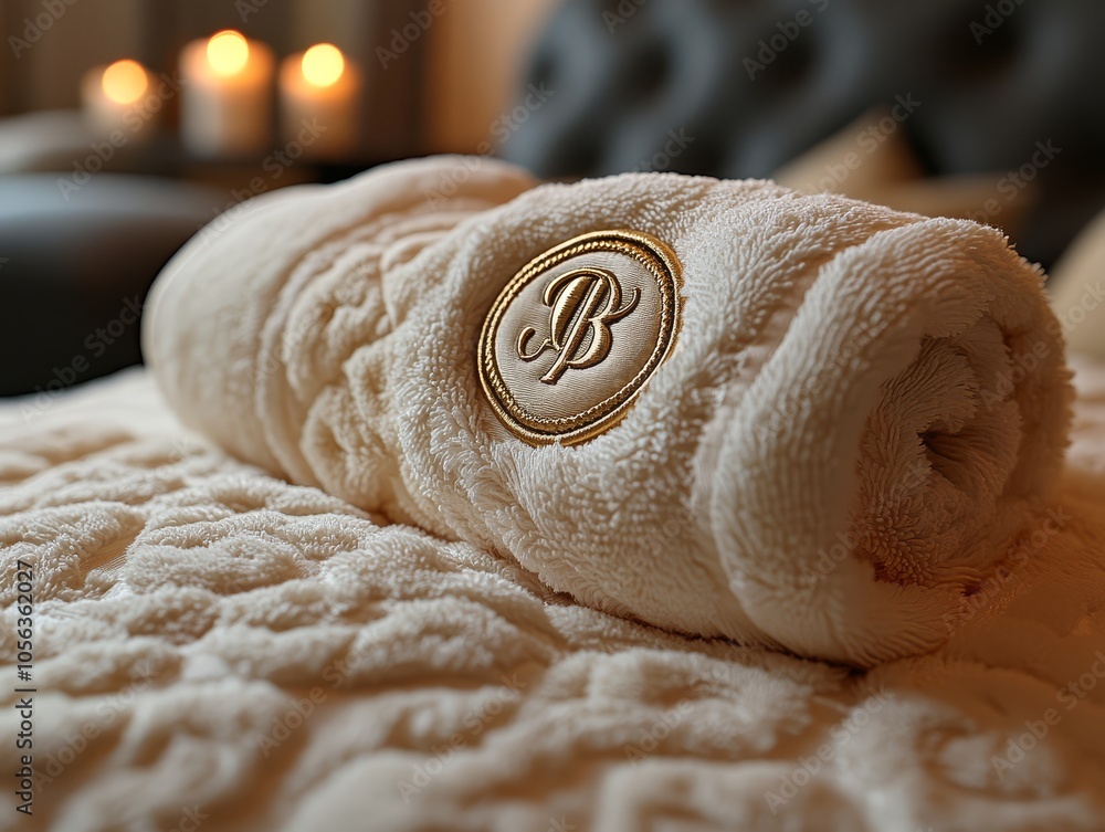 Luxury Spa Towel with Embroidered Letter B