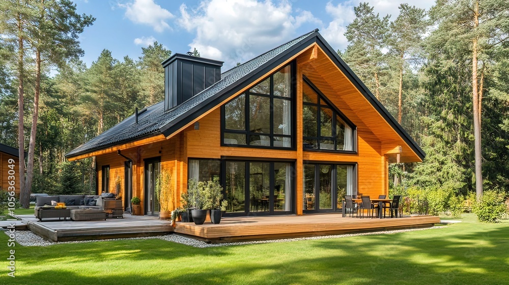 Modern Wooden House in a Lush Forest Modern Wooden House in a Lush Forest