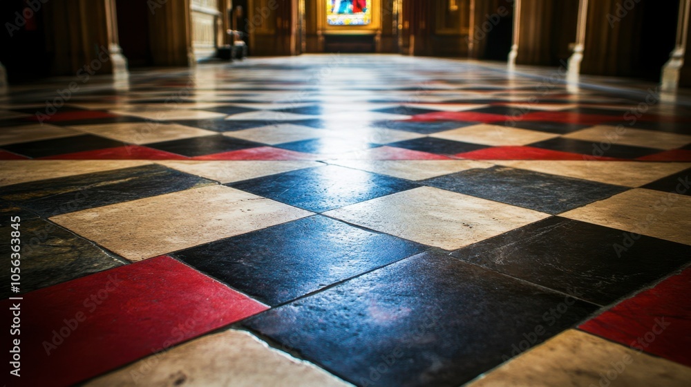 Elegant Checkerboard Floor in Historic Building Elegant Checkerboard Floor in Historic Building