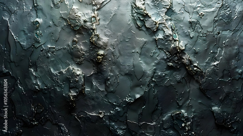 Abstract Background: Dark Cracked Surface with Metallic Accents