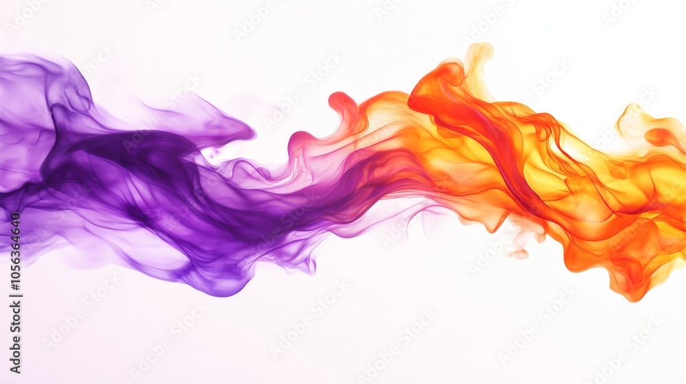 Artistic white surface with vivid purple and orange flames, capturing the fluid movement and intensity of fire in a striking manner