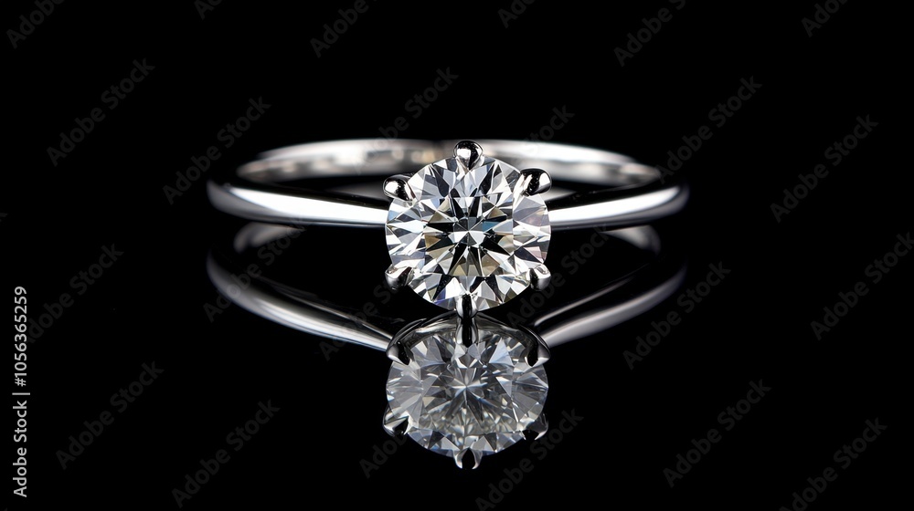Elegant Diamond Ring on Black Background Elegant Diamond Ring on Black Background