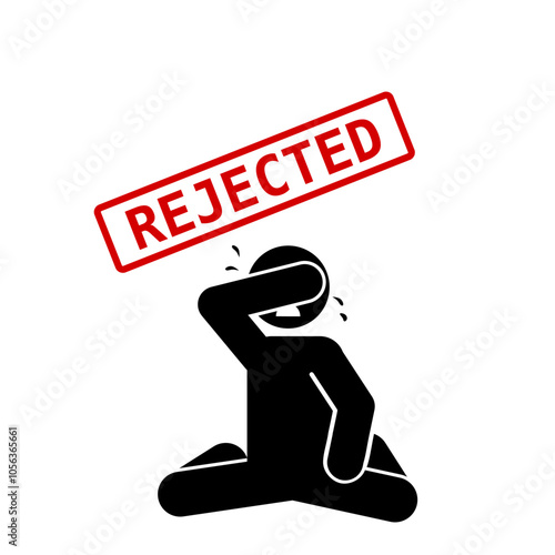 flat icon illustration of rejected sign character
