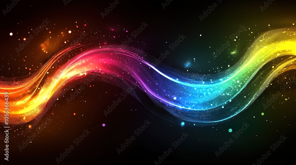 Obraz premium Abstract Rainbow Wave with Sparkling Effect