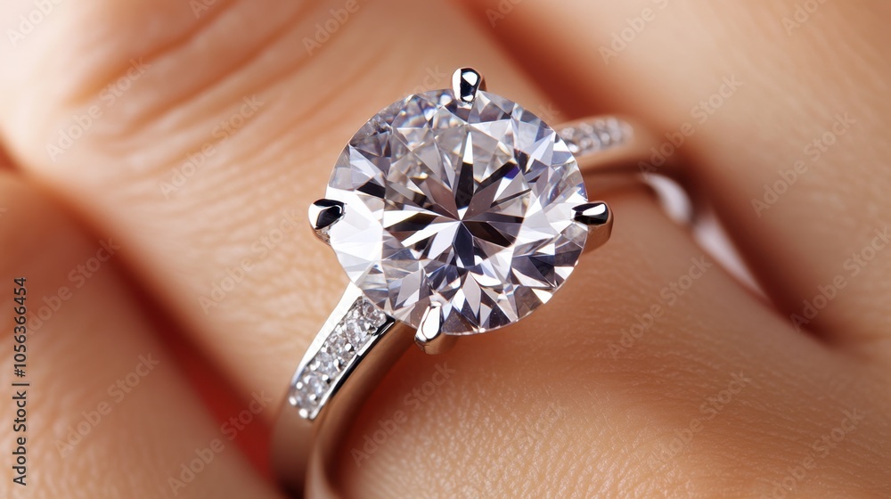Elegant Diamond Ring with Detailed Close-Up View Elegant Diamond Ring with Detailed Close-Up View