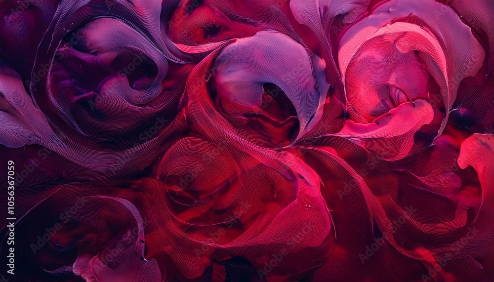 Abstract swirls of pink and red