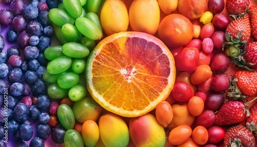 Rainbow of fresh fruits