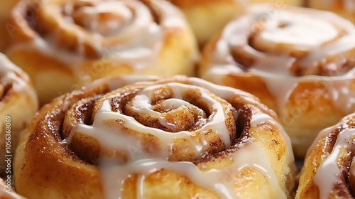 Freshly Baked Cinnamon Rolls Close Up