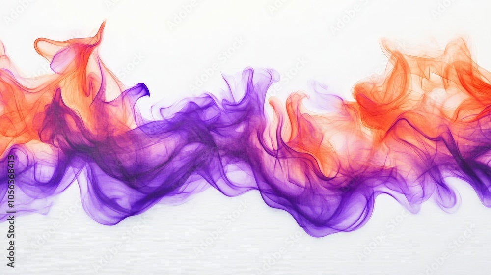 Clean white background displaying vibrant purple and orange flames, offering a visually stunning and dynamic flame pattern Clean white background displaying vibrant purple and orange flames, offering a visually stunning and dynamic flame pattern