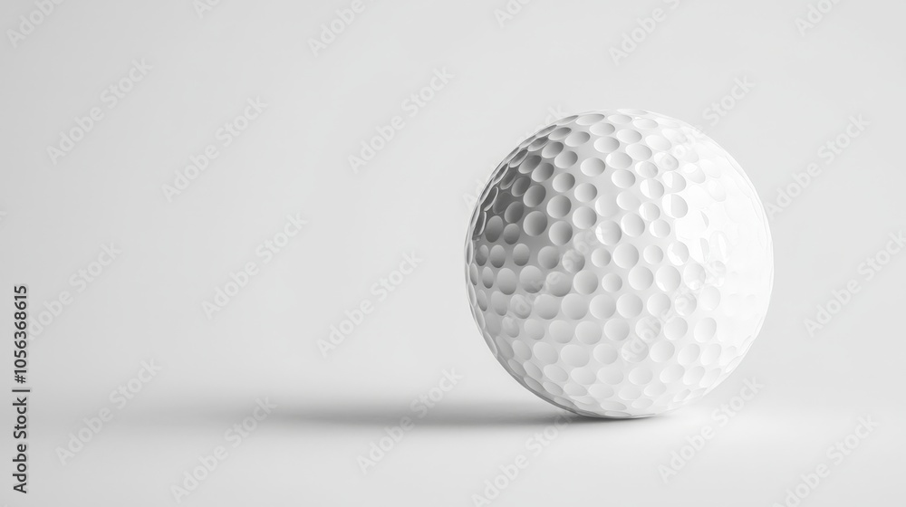 Clean white background featuring an isolated white dimpled golf ball, emphasizing its iconic texture and smooth finish Clean white background featuring an isolated white dimpled golf ball, emphasizing its iconic texture and smooth finish