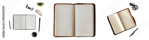 Blank Notebooks on Transparent Background for Mockups