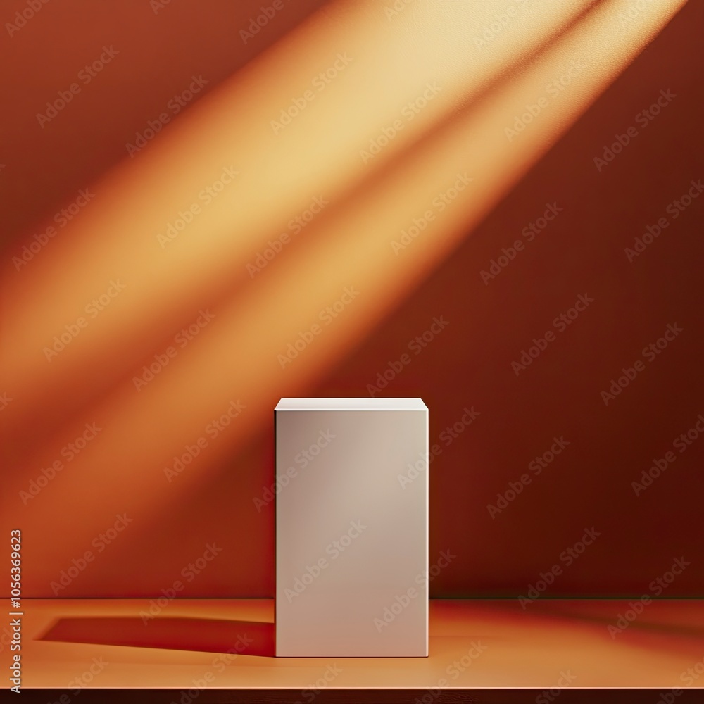 pedestal in the light of spotlights, orange background, light colors, photographic quality ,generative ai pedestal in the light of spotlights, orange background, light colors, photographic quality ,generative ai