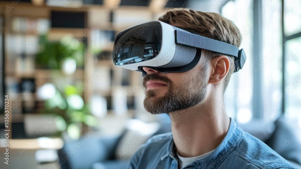 Man Immersed in Virtual Reality