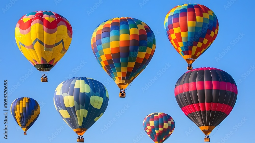 Fototapeta premium Vibrant Hot Air Balloons in a Clear Sky