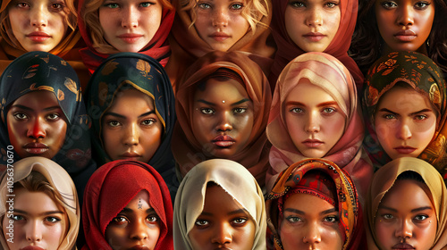 A large group of fictional women representing different ethnicities.