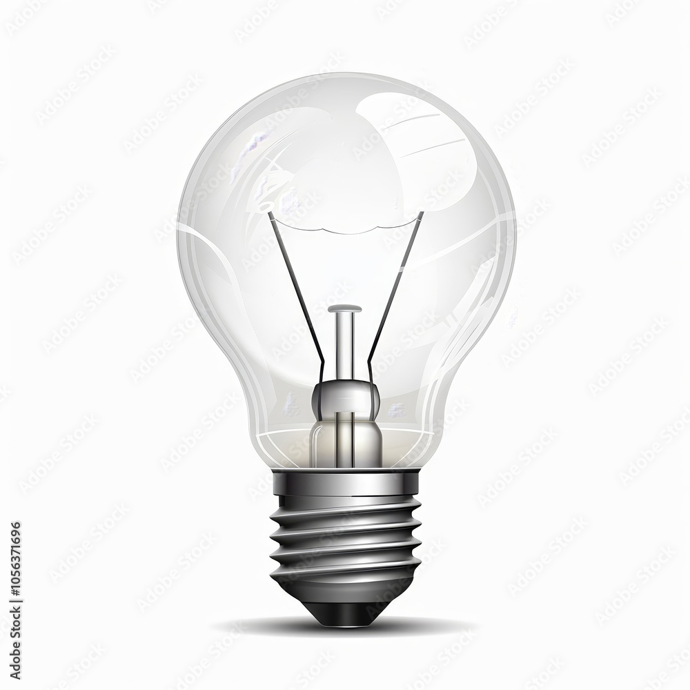 Clear Light Bulb with Metal Base Isolated on White Background Clear Light Bulb with Metal Base Isolated on White Background