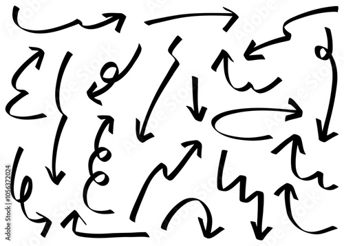 手書きの矢印セット、バリエーション素材	