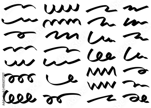 手書きの装飾ラインのセット、デコレーション素材、アンダーライン