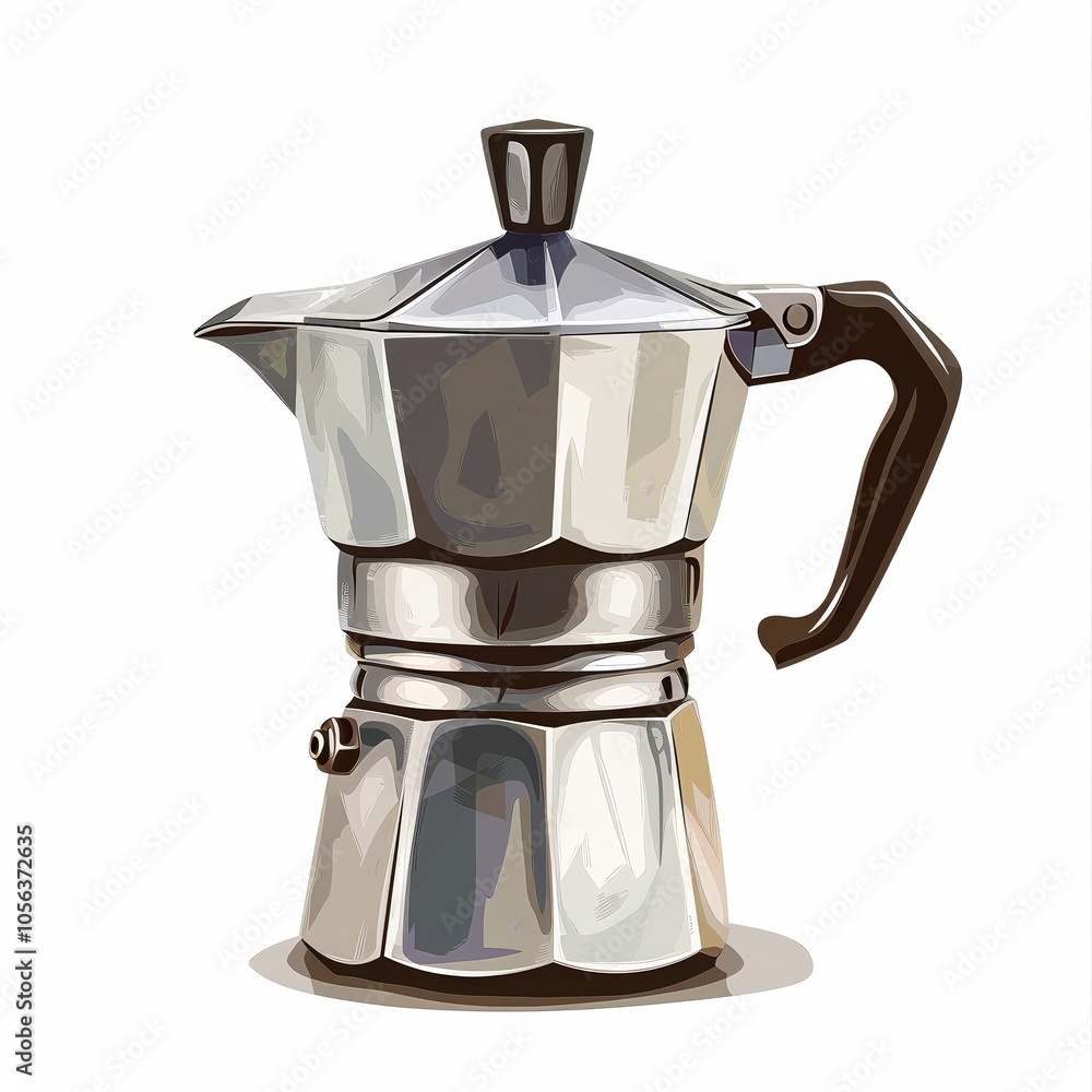 Silver Moka Pot for Making Italian Coffee Silver Moka Pot for Making Italian Coffee