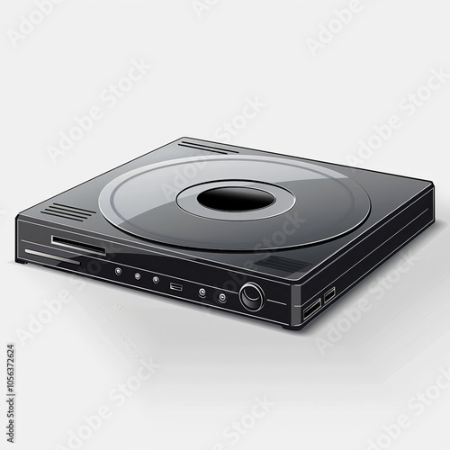 Black DVD Player with Open Tray  Isolated on White Background photo