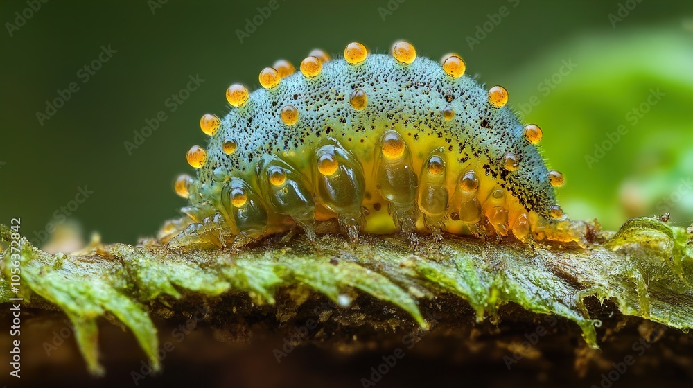 Naklejka premium Close-up of a Vibrant Caterpillar with Orange and Yellow Spots