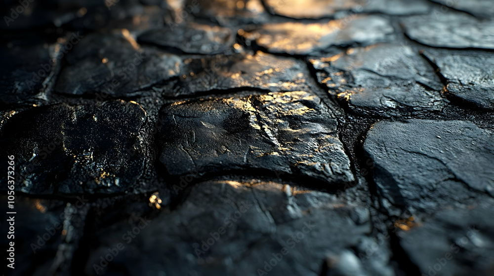 Dark Stone Texture Background - Closeup of Rough Stone Surface