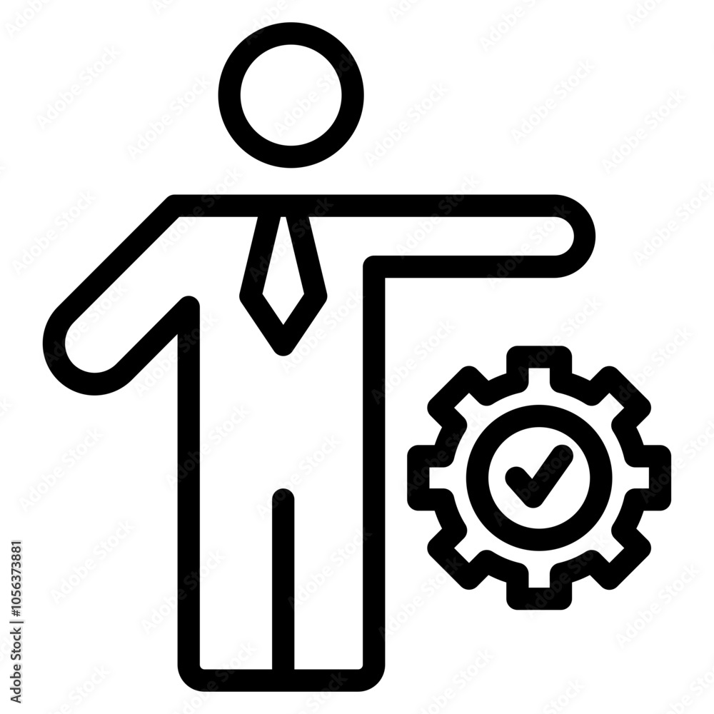 Man with gear icon. Man and cog sign. Vector illustration. Man with gear icon. Man and cog sign. Vector illustration.