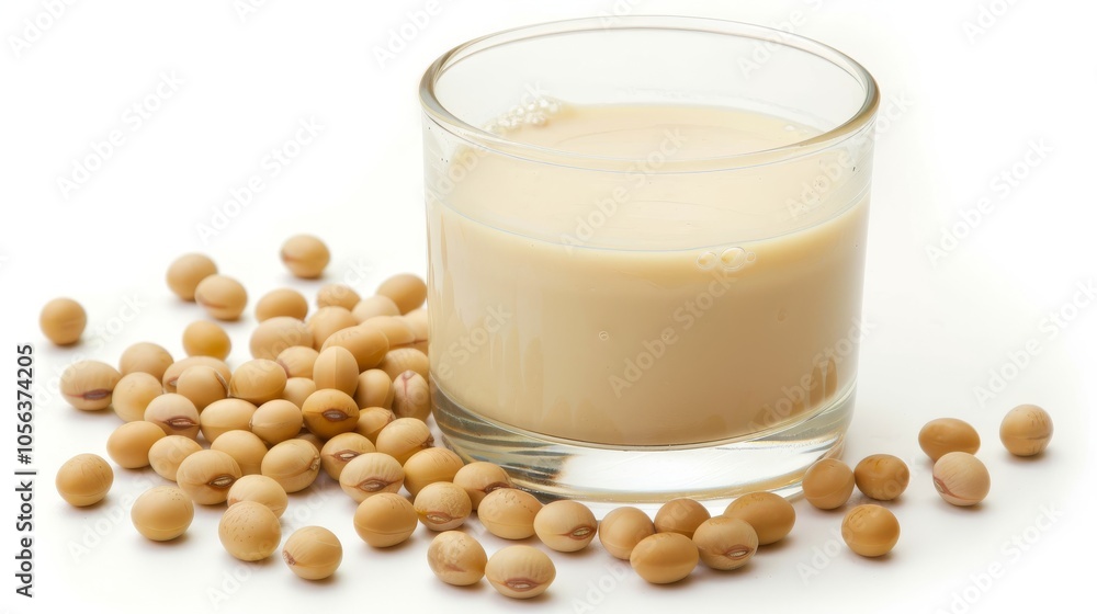 Soy milk with soybeans isolated on white background. Soy milk with soybeans isolated on white background.