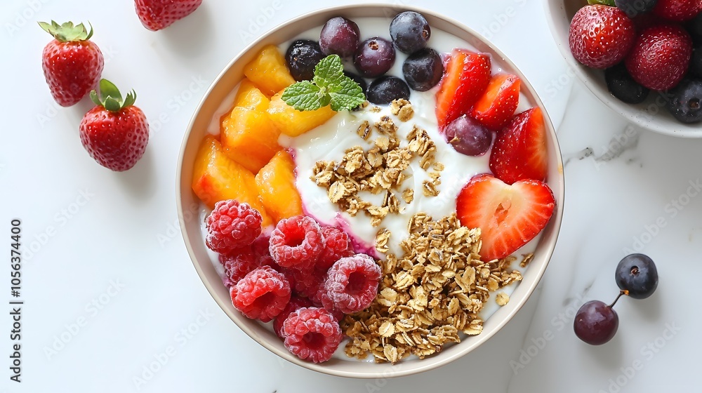Fresh Vibrant Healthy Breakfast Bowl Display Fresh Vibrant Healthy Breakfast Bowl Display