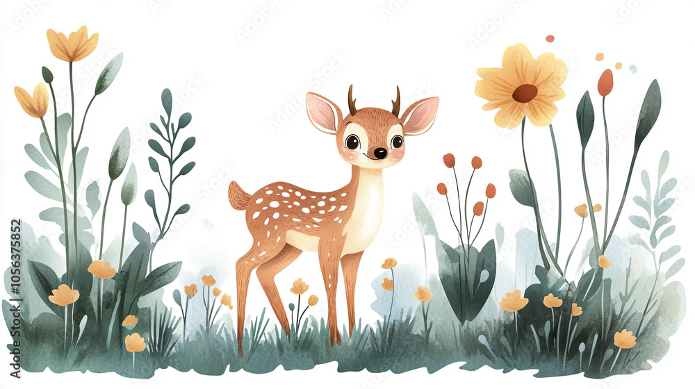 Cute little deer in the grass Cute little deer in the grass