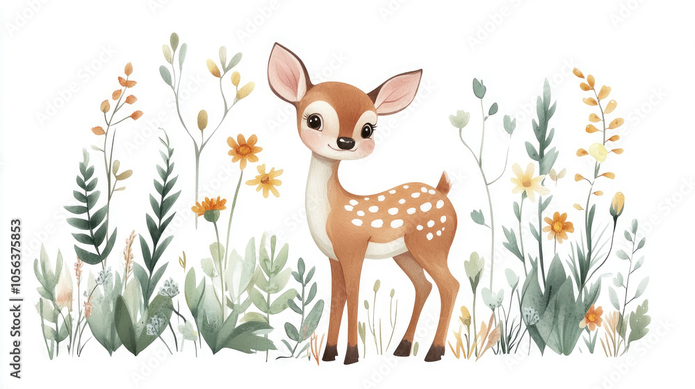 Cute little deer in the grass Cute little deer in the grass
